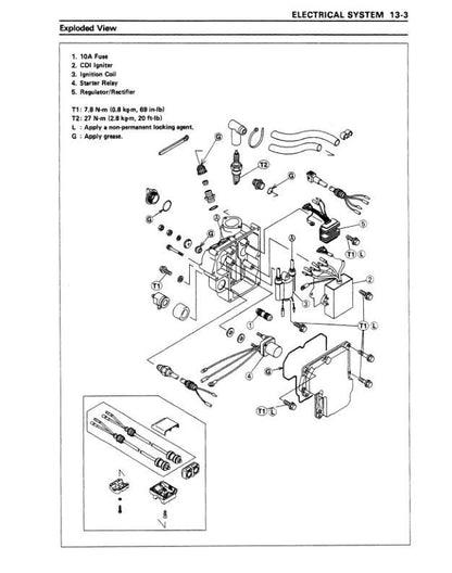 Kawasaki Jetski 750 SX SXi Pro Service Manual sample page showing repair procedures