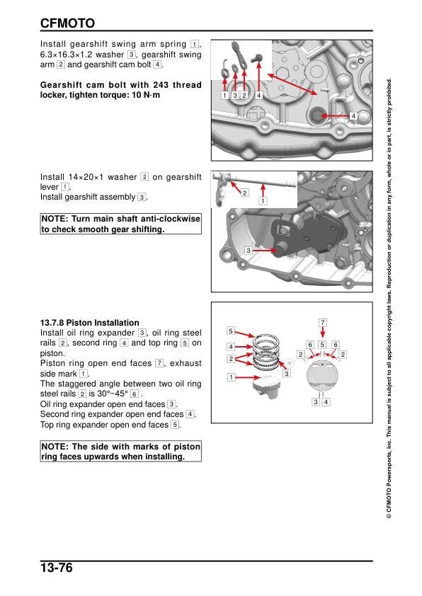 CFMOTO 300SS Service Manual sample page from the repair manual