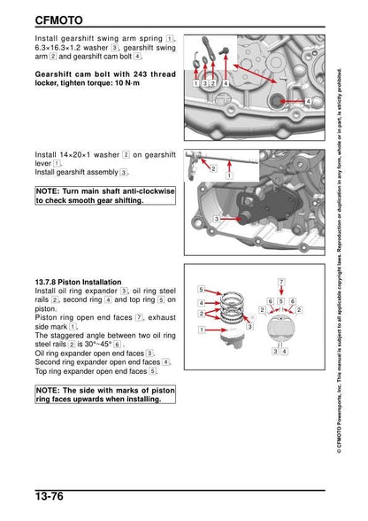 CFMOTO 300SS Service Manual sample page from the repair manual