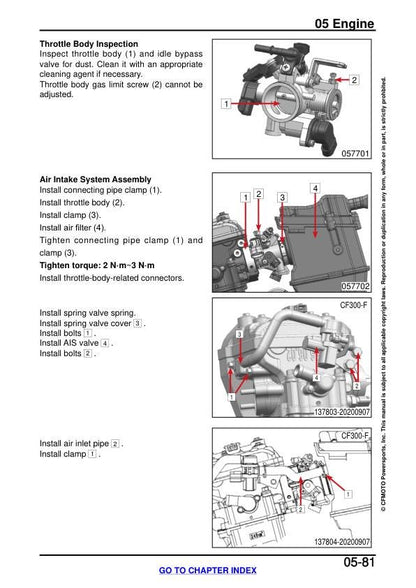 CFMOTO 300NK Service Manual sample page from the repair manual