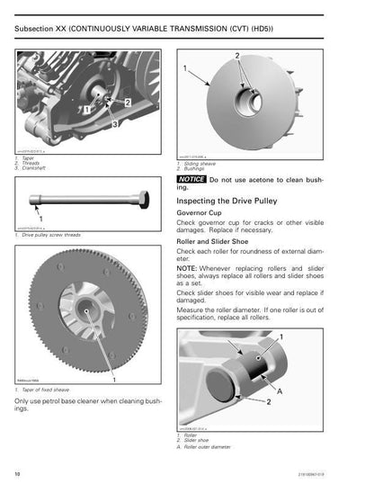 Can Am Defender Traxter HD5 500 Service Manual sample page with diagrams and specifications
