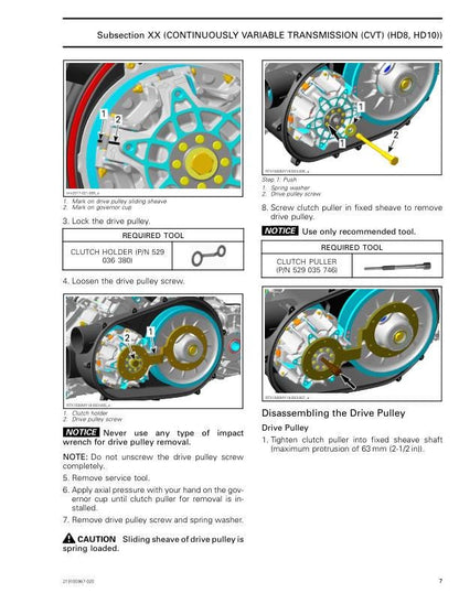 Can Am Defender Traxter HD8 HD10 Service Manual sample page with diagrams and specifications