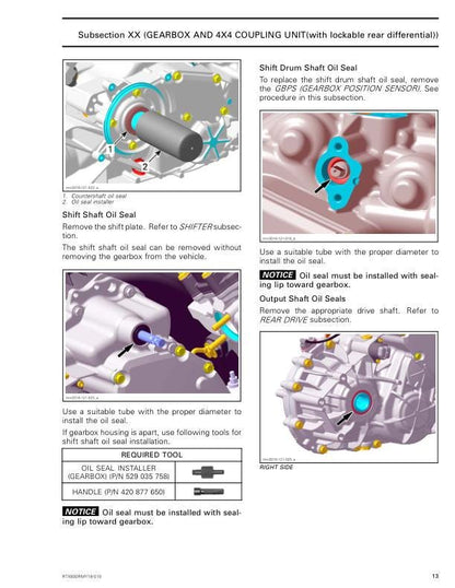 Can Am Defender Traxter HD8 HD10 Service Manual sample page showing repair procedures