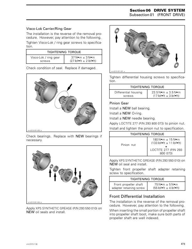 Can Am Outlander 570 Pro 650 850 1000 Service Manual sample page showing repair procedures
