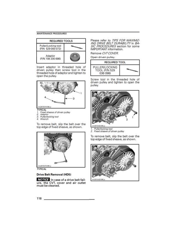 Can Am Defender Traxter HD8 HD10 CanAm Service Manual sample page with diagrams and specifications
