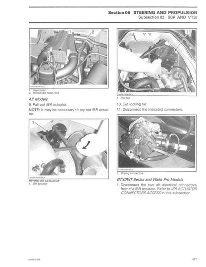Sea-Doo GTS GTI GTR RXP RXT GTX Wake Service Manual sample page with service data and tables