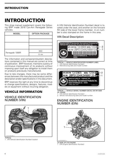 Can Am Renegade 1000R XXC XMR Service Manual factory service manual title page