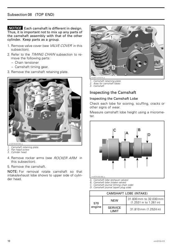 Can Am Renegade 1000R XXC XMR Service Manual sample page showing repair procedures