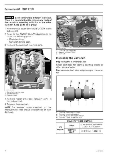 Can Am Renegade 1000R XXC XMR Service Manual sample page showing repair procedures