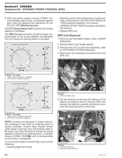 Can Am Renegade 1000R XXC XMR Service Manual sample page with service data and tables