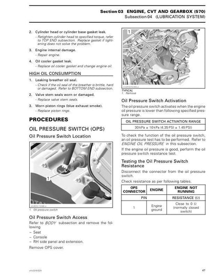 Can Am Can-Am Outlander L 570 / Max Service Manual sample page with diagrams and specifications
