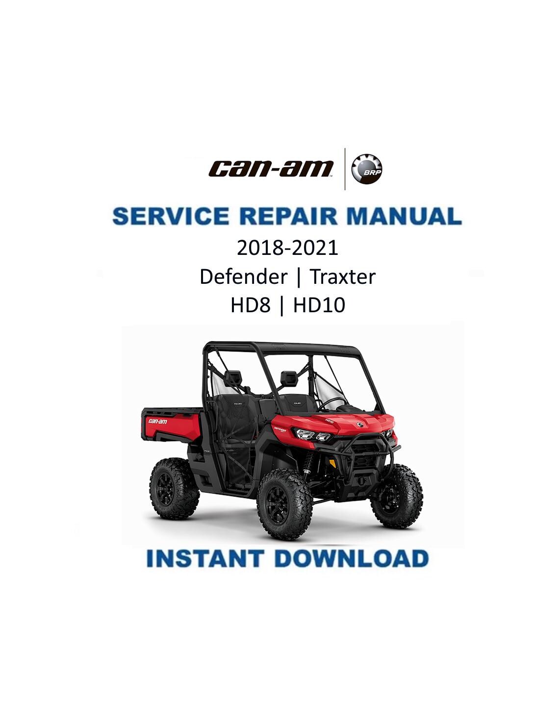 Can Am Defender Traxter HD8 HD10 CanAm Service Manual - Service Manual PDF Instant Download