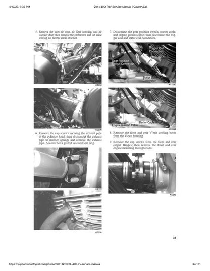 Arctic Cat 400 TRV ATV Service Manual sample page showing repair procedures