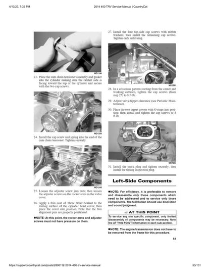 Arctic Cat 400 TRV ATV Service Manual sample page with technical illustrations