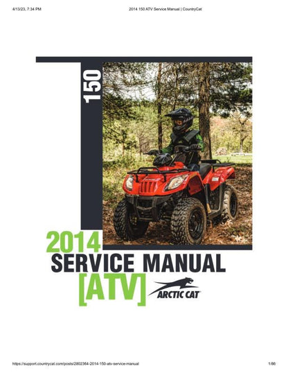 Arctic Cat 150 ATV Service Manual factory service manual title page