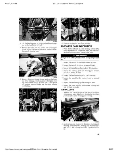 Arctic Cat 150 ATV Service Manual sample page with diagrams and specifications