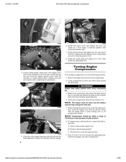 Arctic Cat DVX 90/90 Utility ATV Service Manual table of contents
