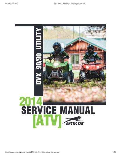 Arctic Cat DVX 90/90 Utility ATV Service Manual factory service manual title page