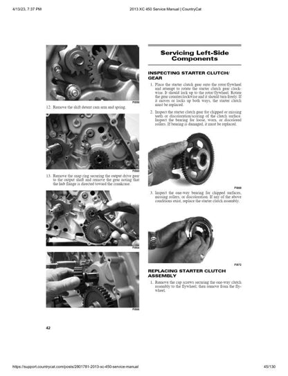 Arctic Cat XC 450 ATV Service Manual sample page with diagrams and specifications