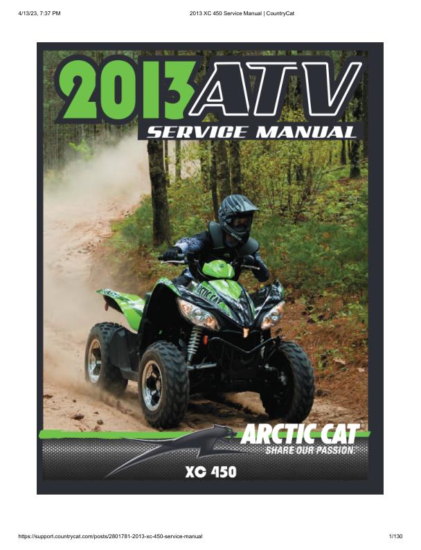 Arctic Cat XC 450 ATV Service Manual factory service manual title page