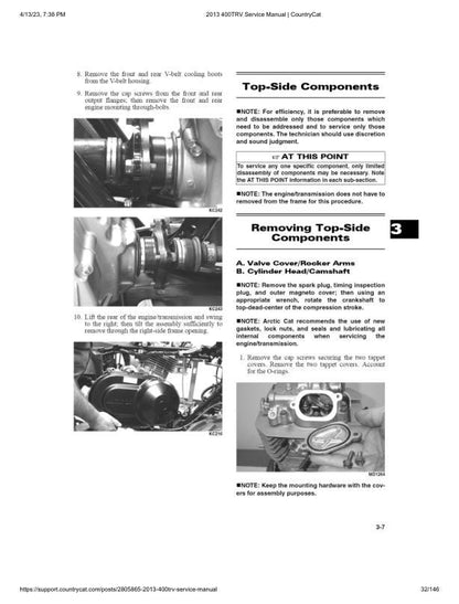 Arctic Cat 400 TRV ATV Service Manual table of contents