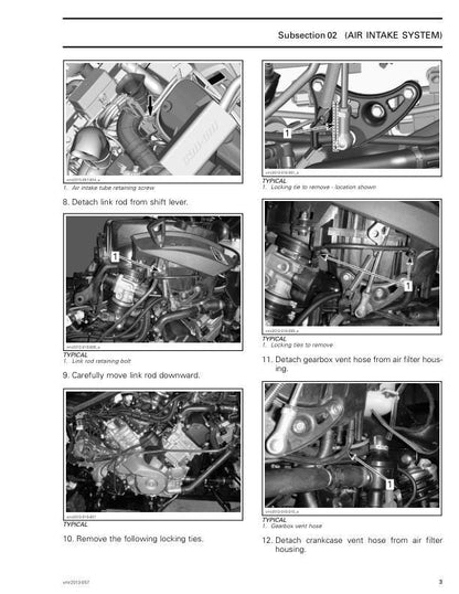 Can Am Outlander & Renegade Service Manual sample page with diagrams and specifications