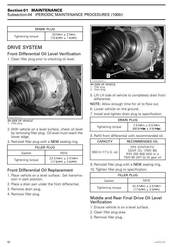 Can Am Outlander 650 1000 6x6 XT DPS Service Manual sample page from service manual