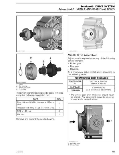 Can Am Outlander 650 1000 6x6 XT DPS Service Manual sample page with service data and tables