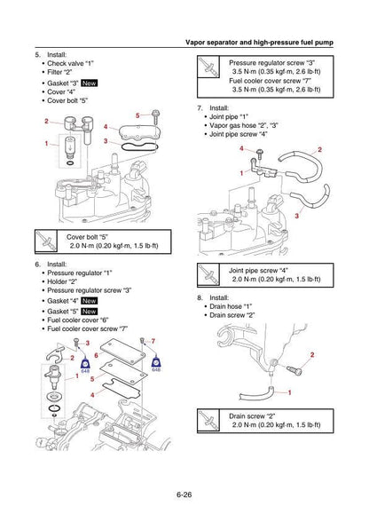 Yamaha F200B F250H FL200B FL250H Service Manual sample page showing repair procedures