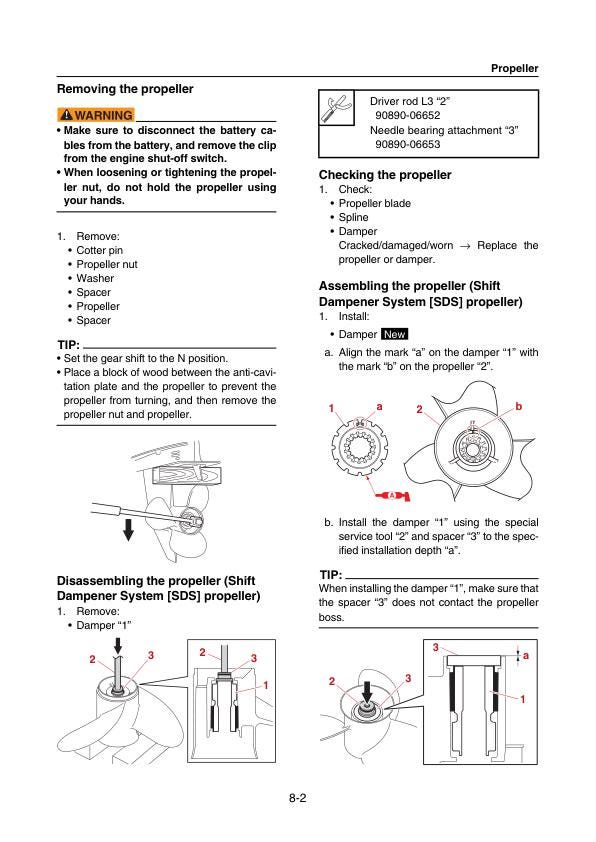 Yamaha F200B F250H FL200B FL250H Service Manual sample page from the repair manual