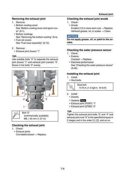 Yamaha F375A F425A XF325 XF425 Outboard Service Manual sample page with diagrams and specifications