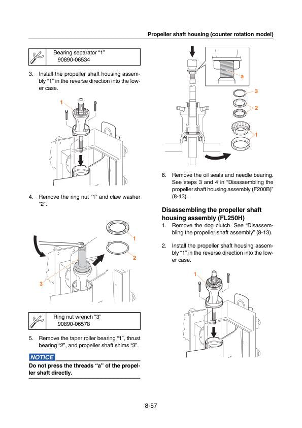 Yamaha F200B F250H FL200B FL250H Outboard Service Manual sample page from the repair manual