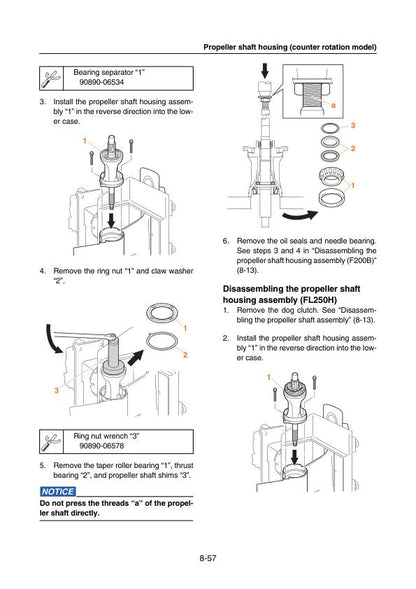 Yamaha F200B F250H FL200B FL250H Outboard Service Manual sample page from the repair manual