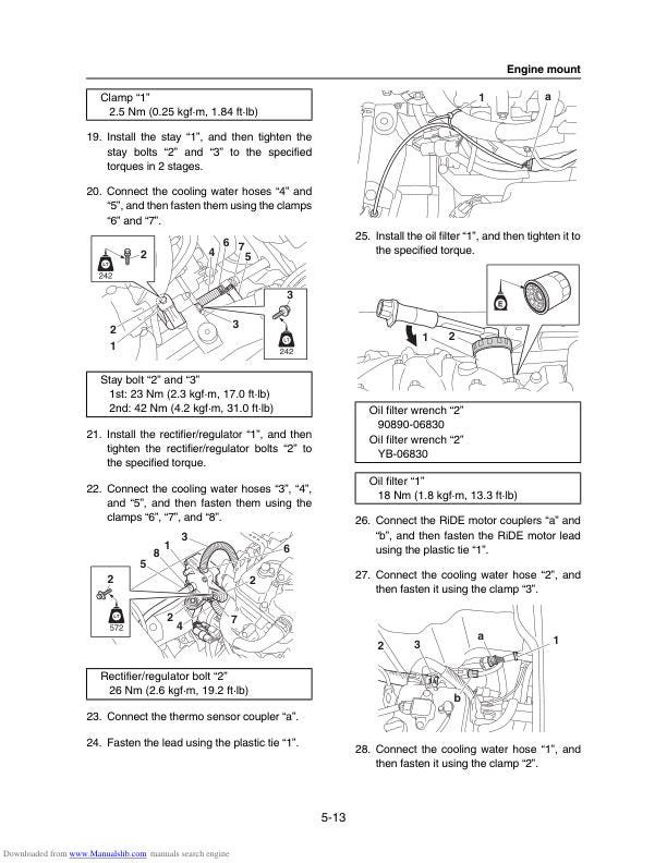 Yamaha WaveRunner VXS VXR VX1800 Service Manual sample page showing repair procedures