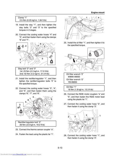Yamaha WaveRunner VXS VXR VX1800 Service Manual sample page showing repair procedures