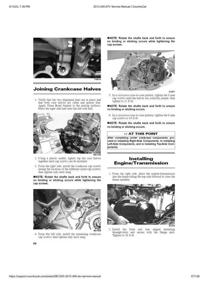Arctic Cat 400 ATV Service Manual sample page with technical illustrations