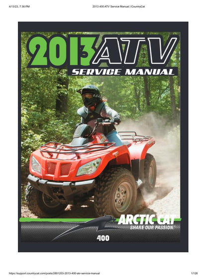 Arctic Cat 400 ATV Service Manual factory service manual title page