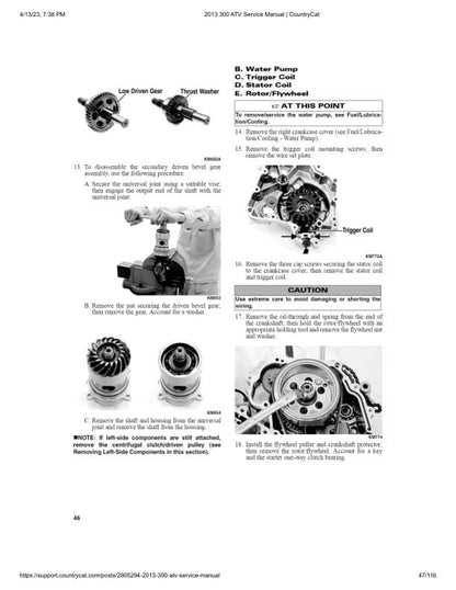 Arctic Cat 300 Utility ATV Service Manual sample page with technical illustrations
