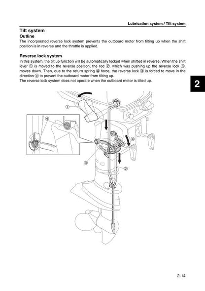 Yamaha F4B F5A F6C Outboard Service Manual sample page with diagrams and specifications