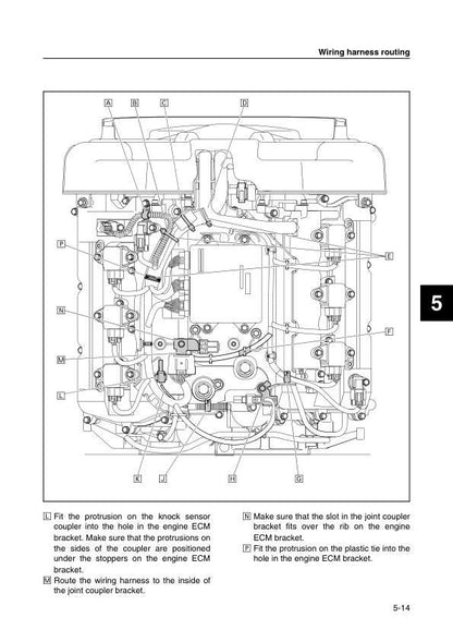 Yamaha F200C F225B F250A Outboard Service Manual sample page with diagrams and specifications
