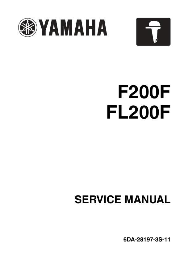Yamaha F200F FL200F Outboard Service Manual factory service manual title page