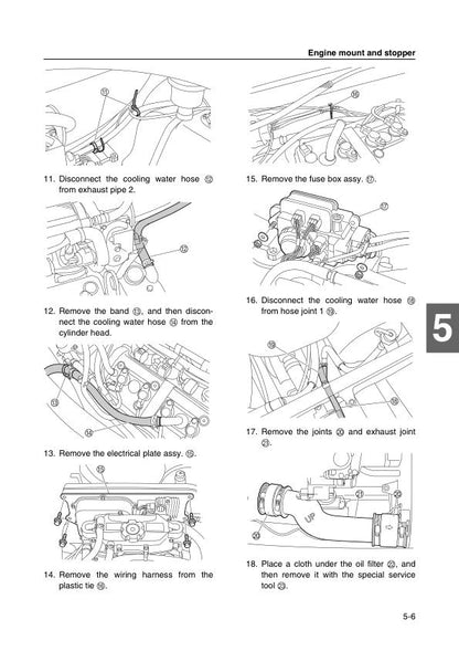 Yamaha WaveRunner VX1100 Sport Cruiser Deluxe PWC Service Manual sample page showing repair procedures