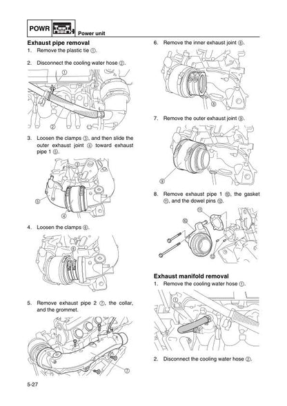 Yamaha WaveRunner VX1100 Sport Cruiser Deluxe PWC Service Manual sample page with technical illustrations