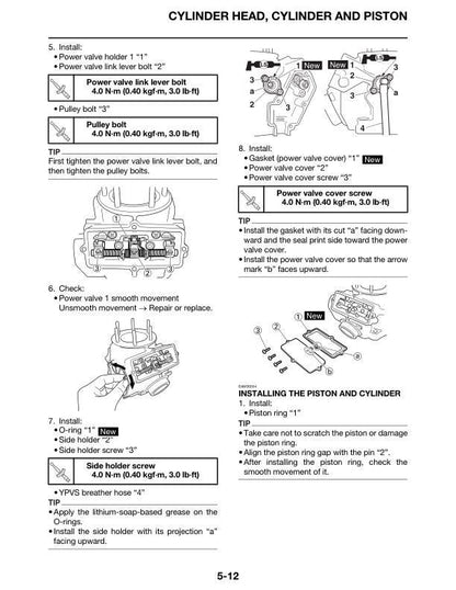 Yamaha YZ250 Motorcycle Service Manual sample page from the repair manual