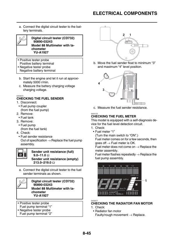 Yamaha R7 YZF-R7 YZF690 Motorcycle Service Manual sample page with service data and tables