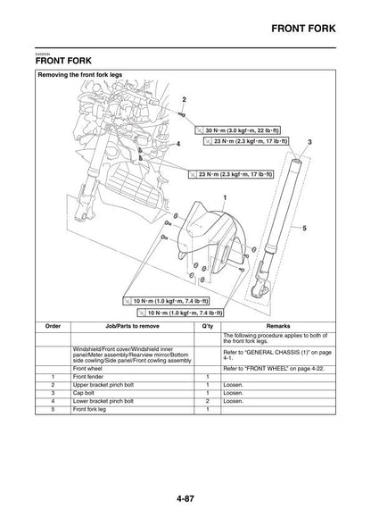 Yamaha TMAX 530 Scooter Service Manual sample page showing repair procedures