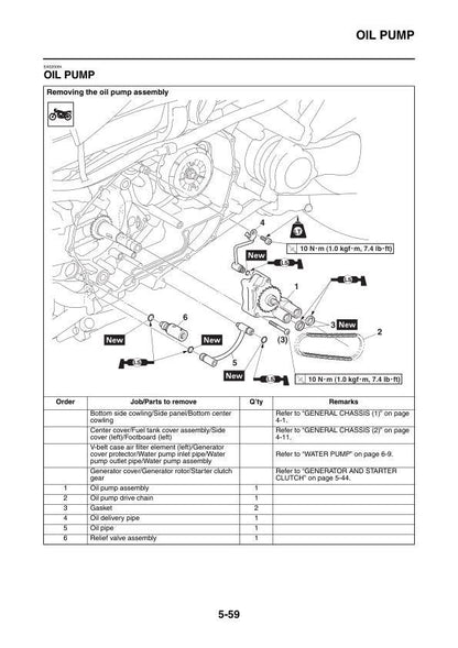 Yamaha TMAX 530 Scooter Service Manual sample page with technical illustrations
