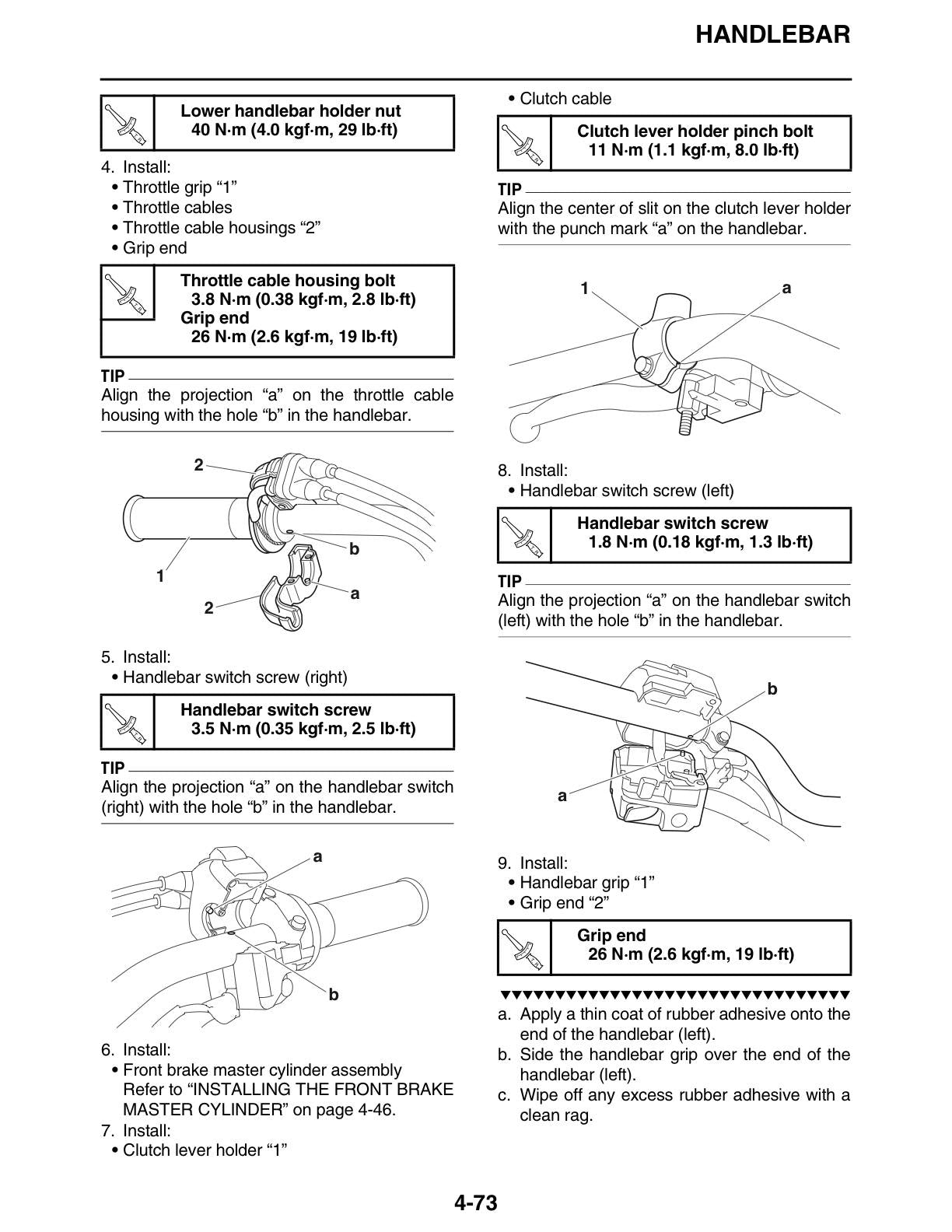 Yamaha FJ09 Tracer FJ-09 Motorcycle Service Manual sample page showing repair procedures
