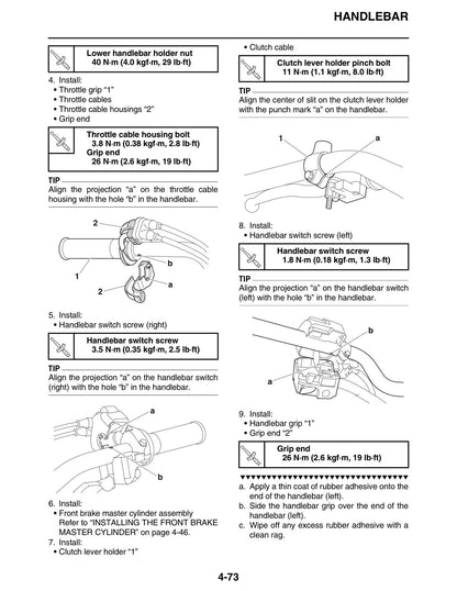Yamaha FJ09 Tracer FJ-09 Motorcycle Service Manual sample page showing repair procedures