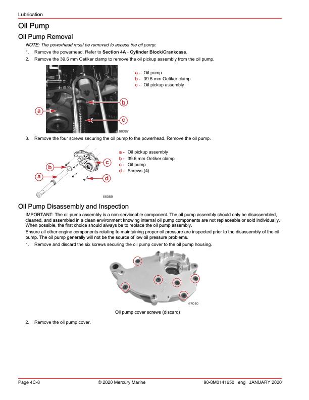Mercury Racing 450R Supercharged Outboard Service Manual sample page with diagrams and specifications